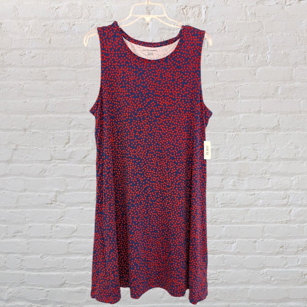 NWT Amazon Essentials Women's Tank Swing Dress Red Blue XL